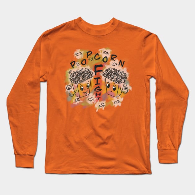 Popcorn Fight Long Sleeve T-Shirt by Xatutik-Art